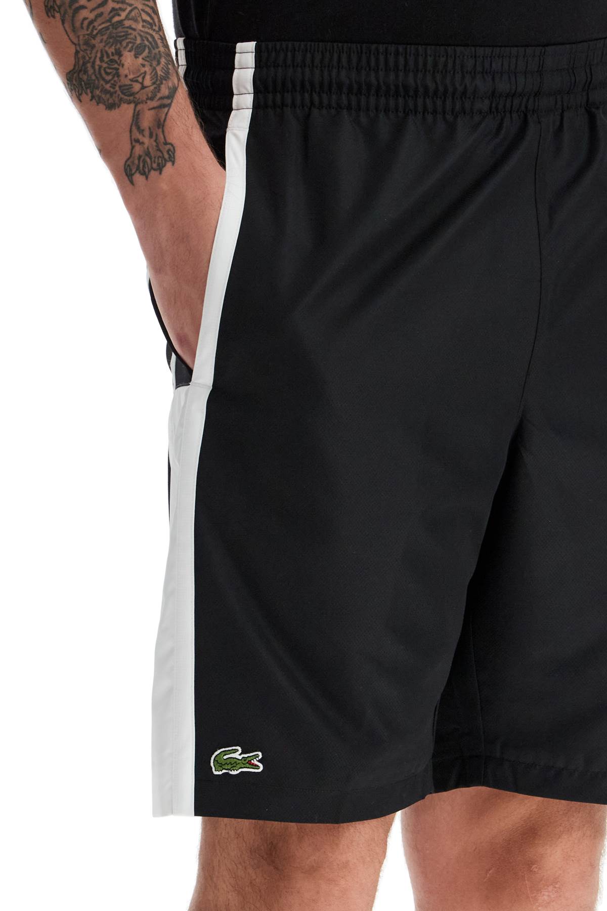 Sporty Color Block Bermuda Shorts  - Black