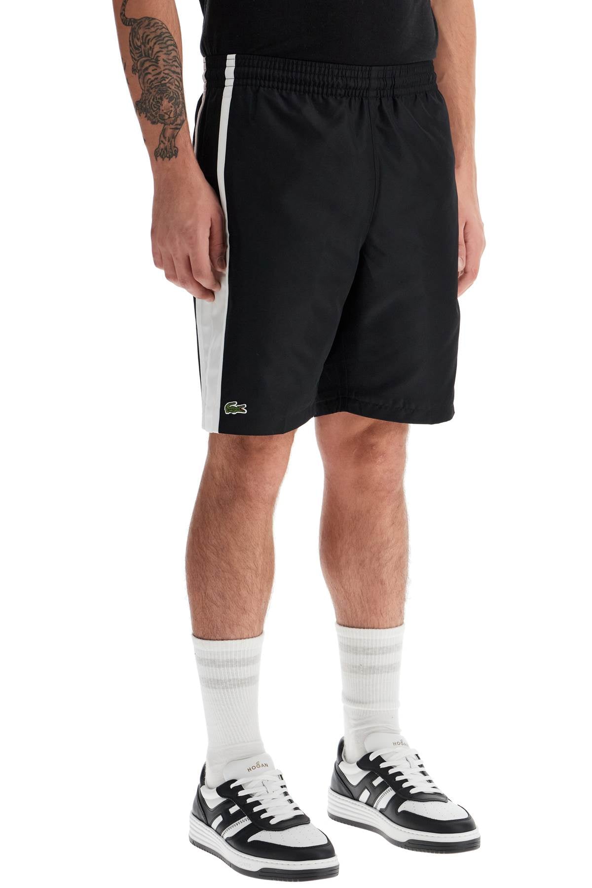 Sporty Color Block Bermuda Shorts  - Black