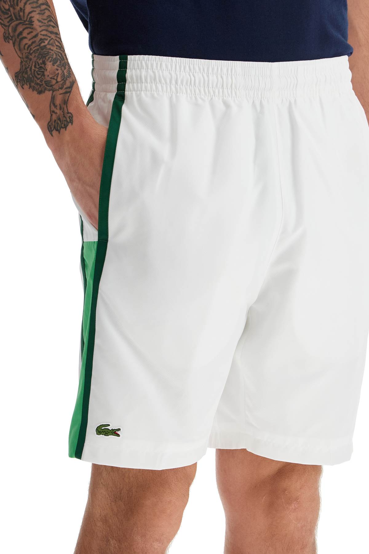 Sporty Color Block Bermuda Shorts  - White