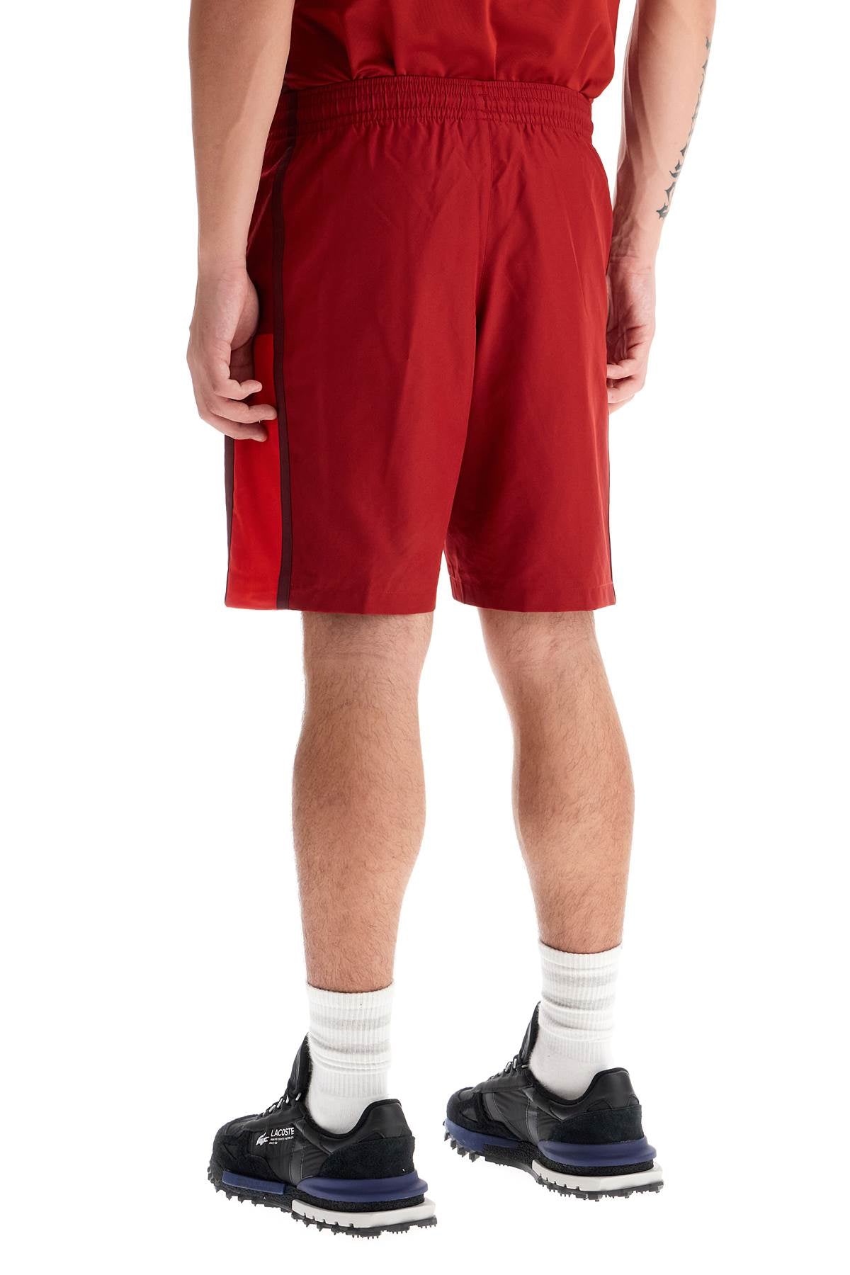 Sporty Color Block Bermuda Shorts  - Red