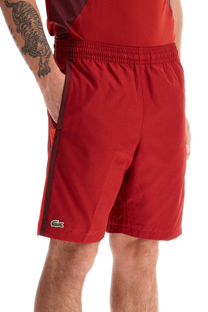 Sporty Color Block Bermuda Shorts  - Red