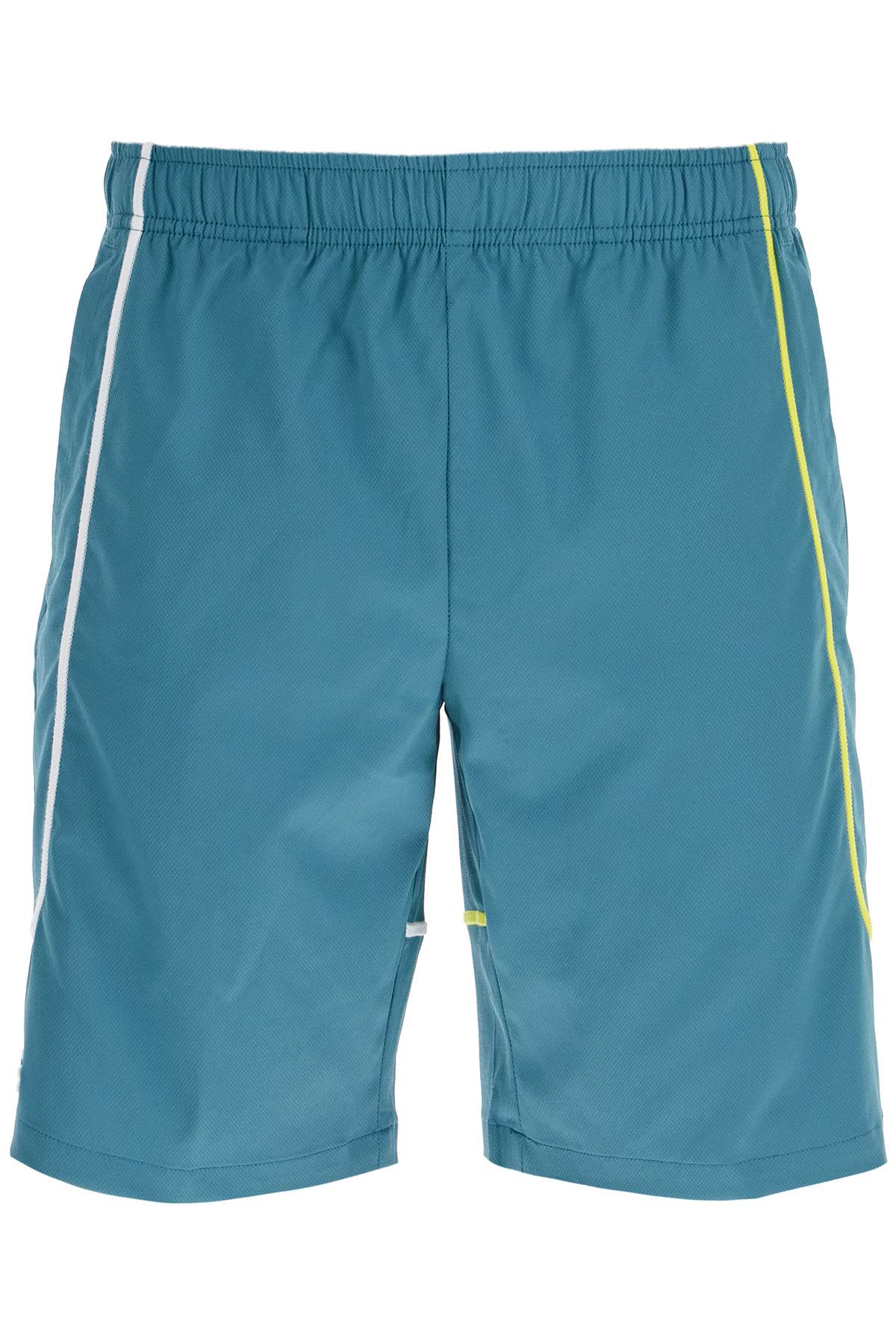 Sporty Bermuda Shorts With Contrasting Stitching  - Green