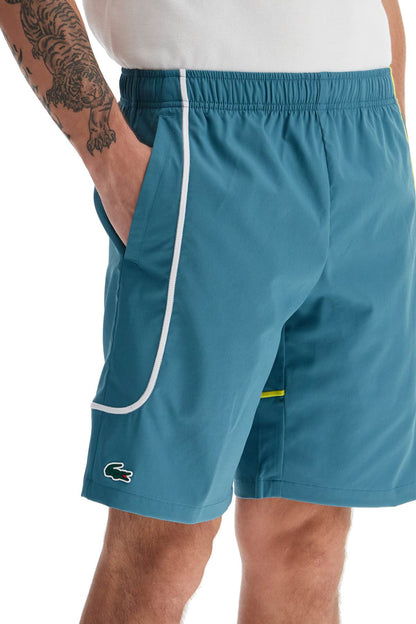 Sporty Bermuda Shorts With Contrasting Stitching  - Green