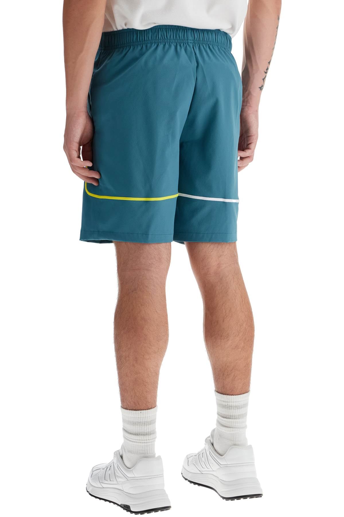 Sporty Bermuda Shorts With Contrasting Stitching  - Green