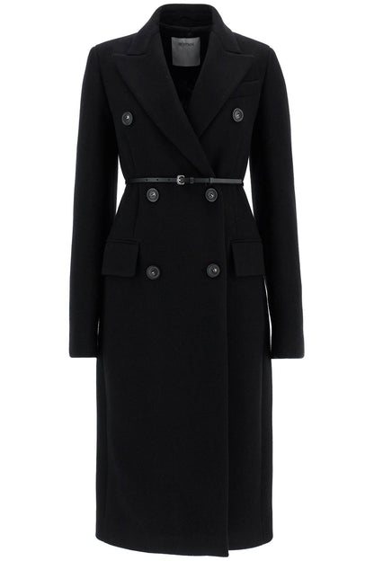 Double-breasted Cashmere Blend Coat  - Black