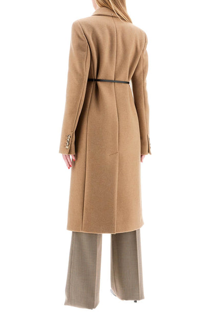 Double-breasted Cashmere Blend Coat  - Beige