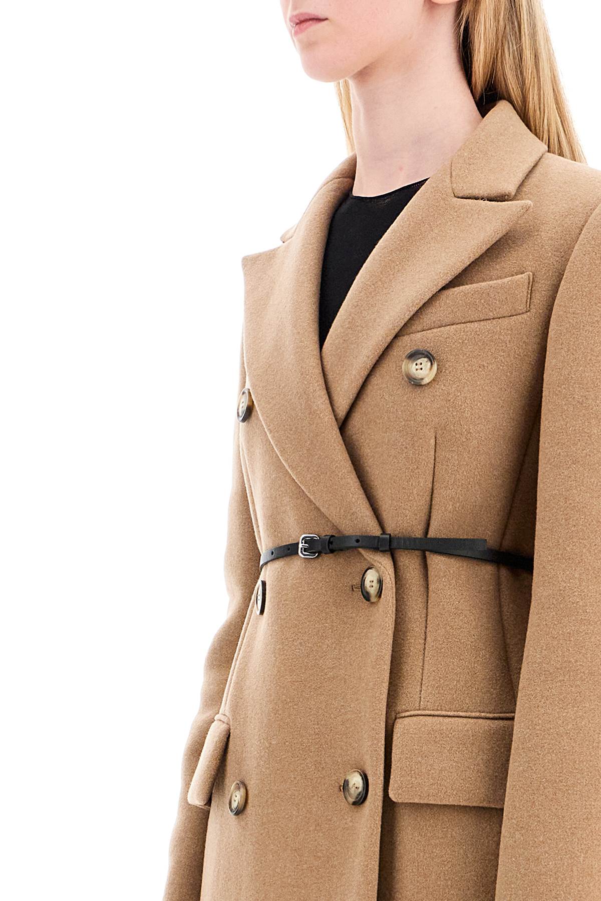 Double-breasted Cashmere Blend Coat  - Beige