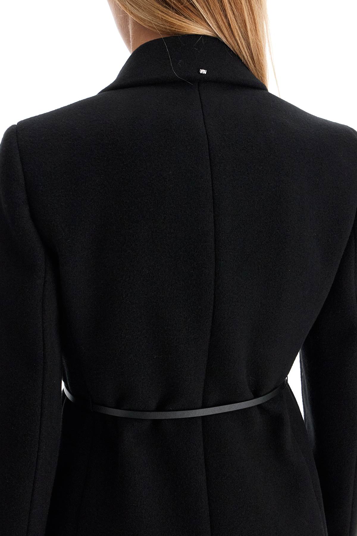 Double-breasted Cashmere Blend Coat  - Black