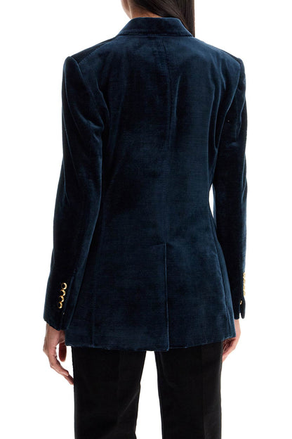 Wallis Velvet Double-breasted Jacket  - Blue