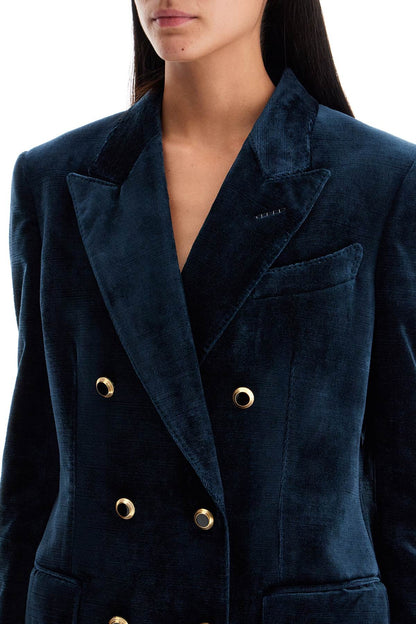 Wallis Velvet Double-breasted Jacket  - Blue