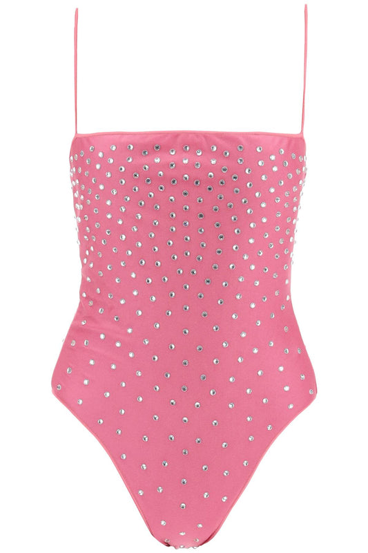 One-piece Swimsuit With Crystals  - Fuchsia