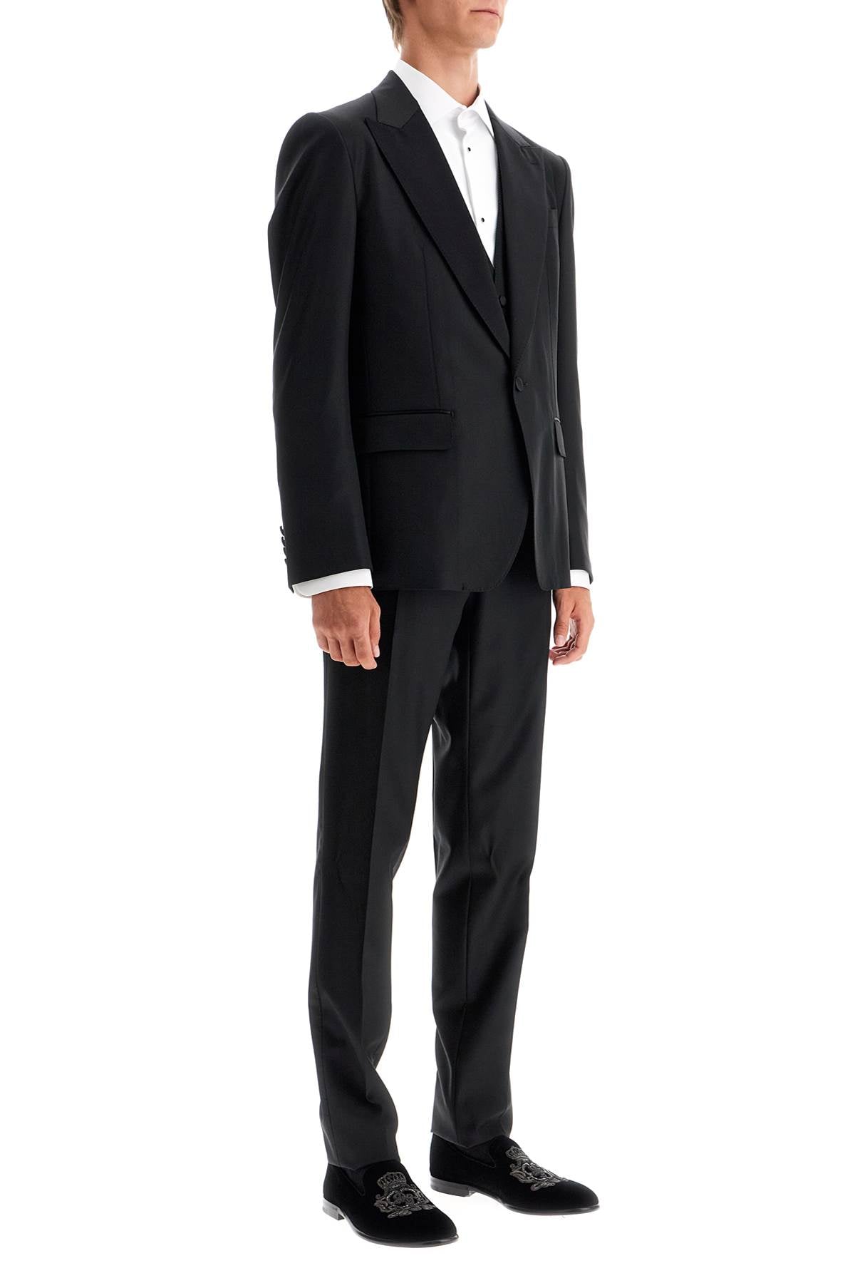 Wool And Silk Tuxedo Suit  - Black