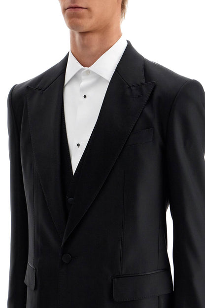 Wool And Silk Tuxedo Suit  - Black