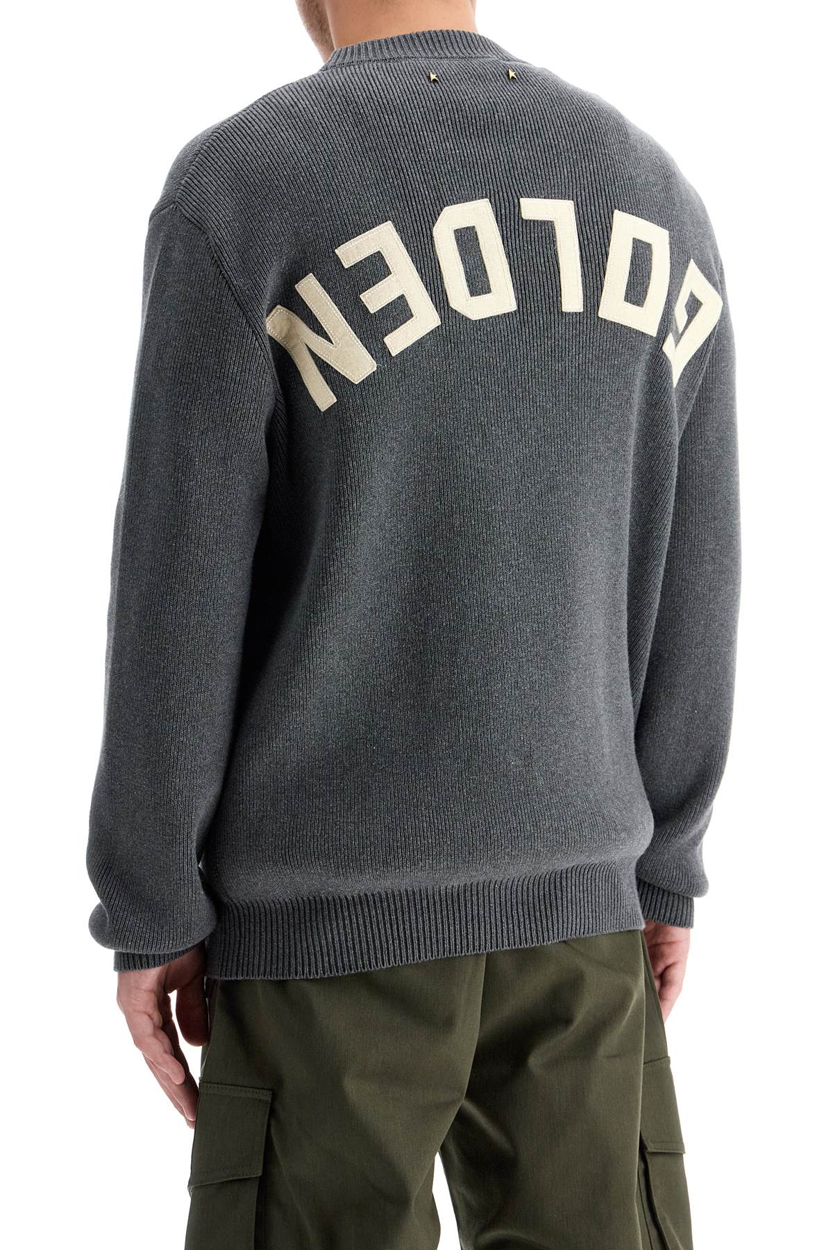 Cotton Pullover With Logo Design  - Grey