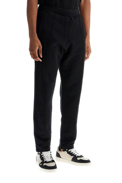 High-waisted Black Cotton Jogger Pants  - Black