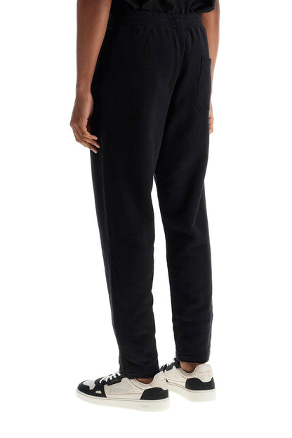 High-waisted Black Cotton Jogger Pants  - Black