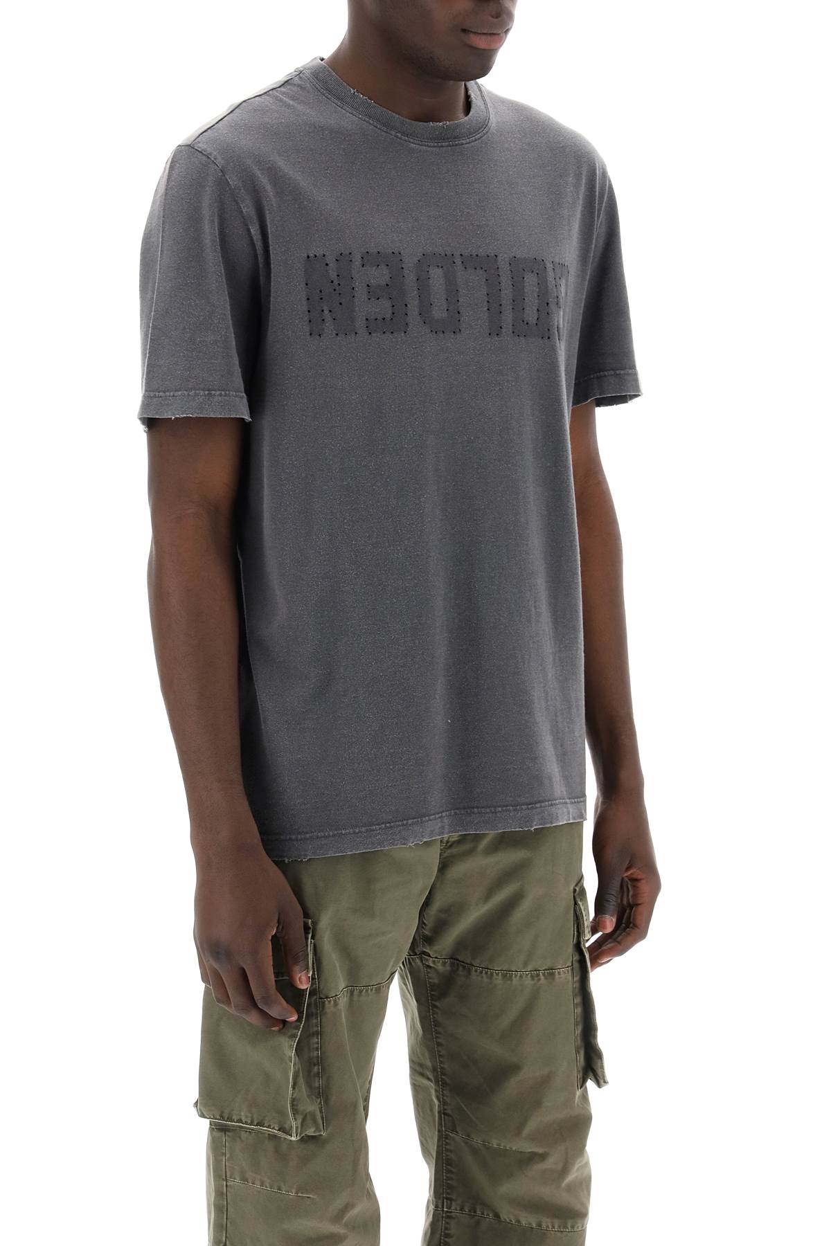 Distressed Logo Regular T-shirt  - Grey