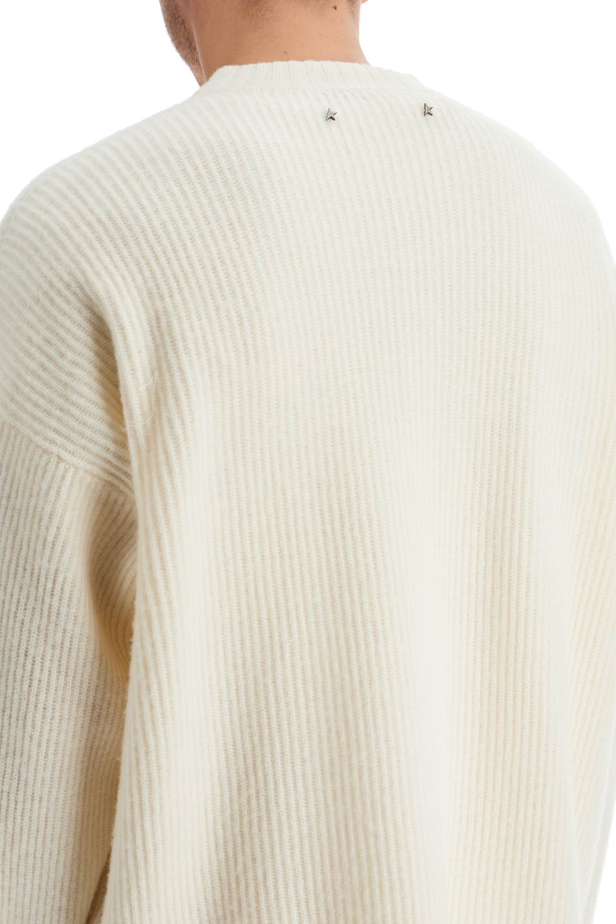 Ribbed Wool Pullover Sweater  - White