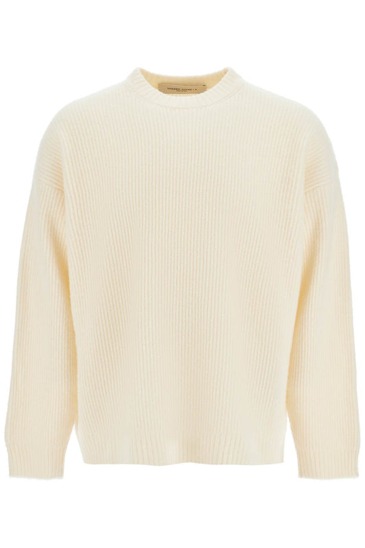 Ribbed Wool Pullover Sweater  - White