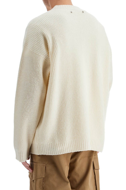 Ribbed Wool Pullover Sweater  - White