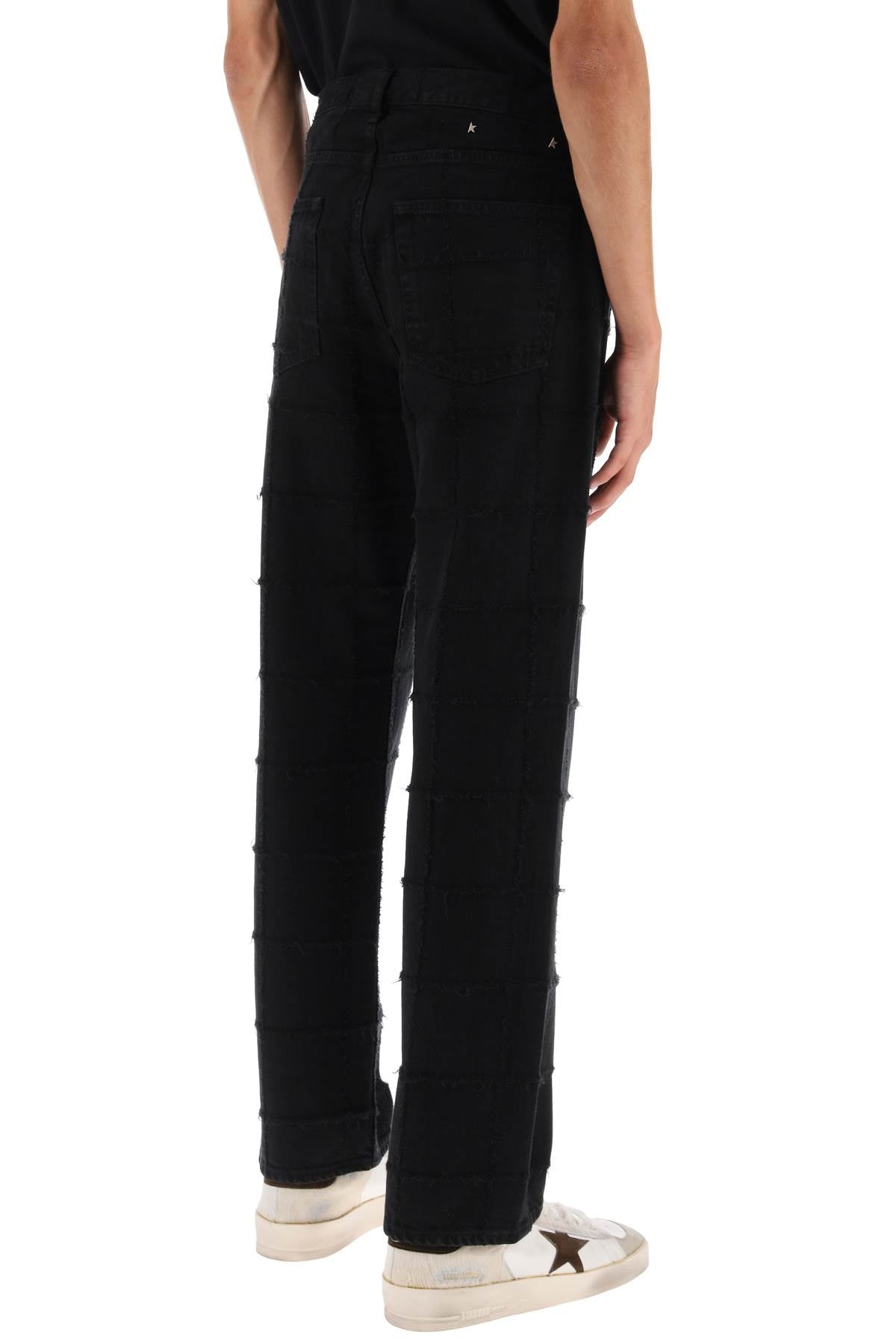 'skate' Jeans With Check Scratchy Motif  - Nero