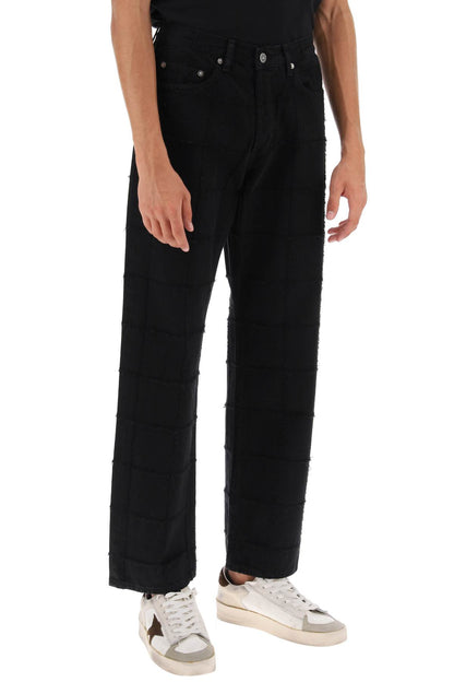 'skate' Jeans With Check Scratchy Motif  - Nero