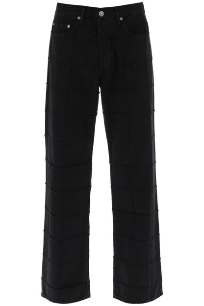 'skate' Jeans With Check Scratchy Motif  - Nero