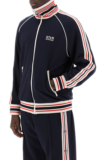 "track Sweatshirt With Contrasting Hem Edges  - Blu