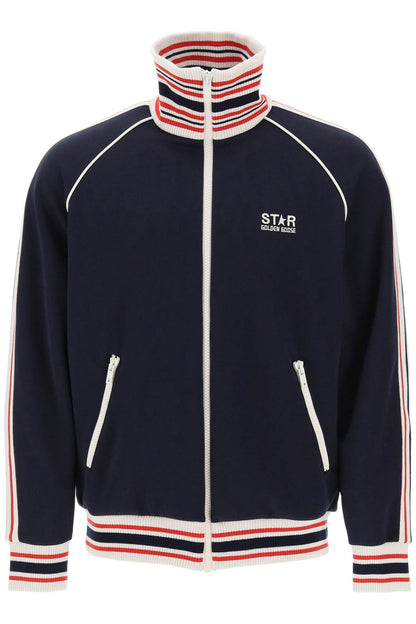 "track Sweatshirt With Contrasting Hem Edges  - Blu