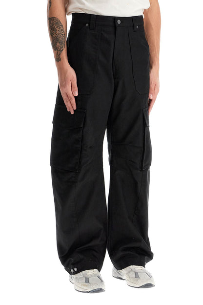 Twill Cargo Pants In Italian  - Black