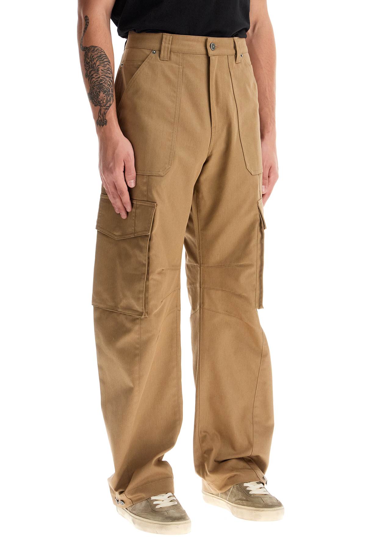 Twill Cargo Pants In Italian  - Beige