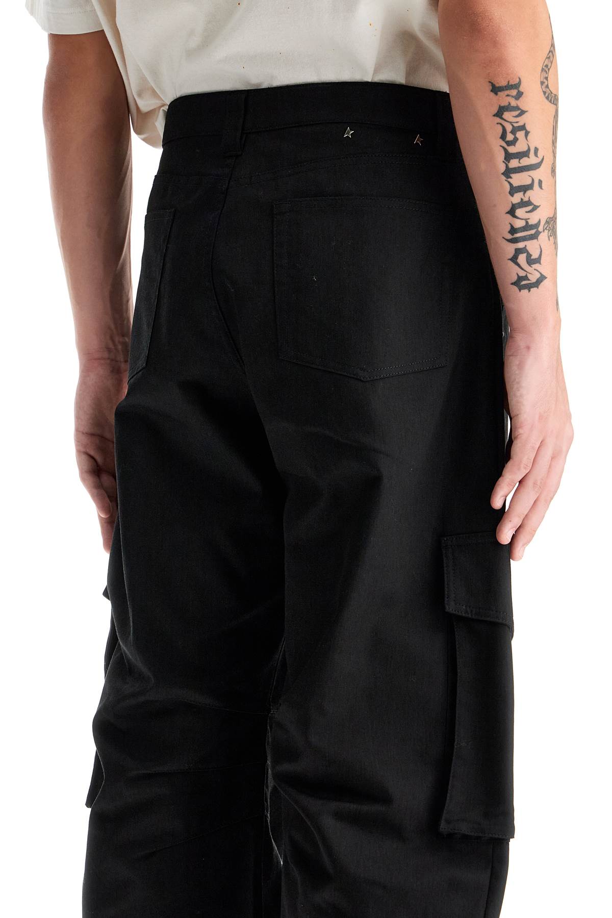 Twill Cargo Pants In Italian  - Black