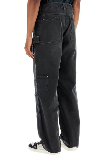 Painter Pants In Black Cotton Destroyed Effect Journey  - Black