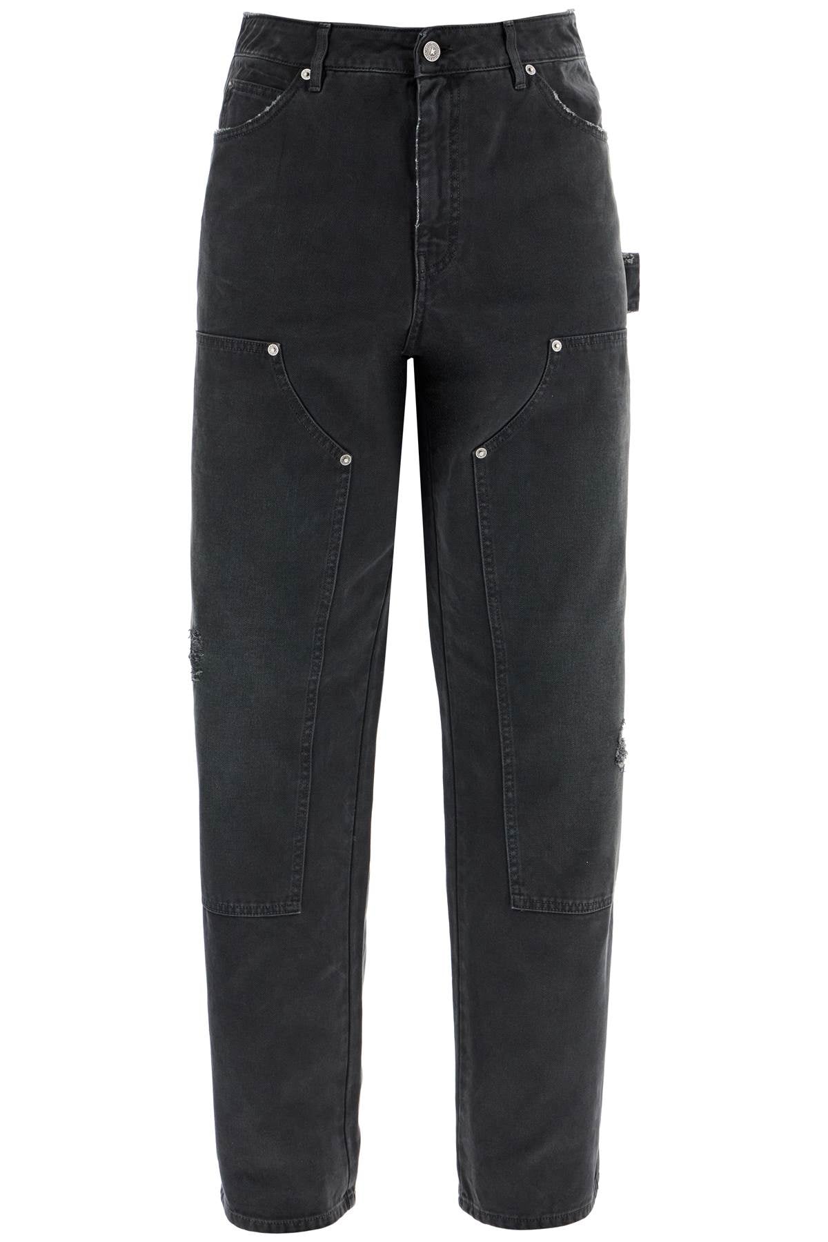 Painter Pants In Black Cotton Destroyed Effect Journey  - Black