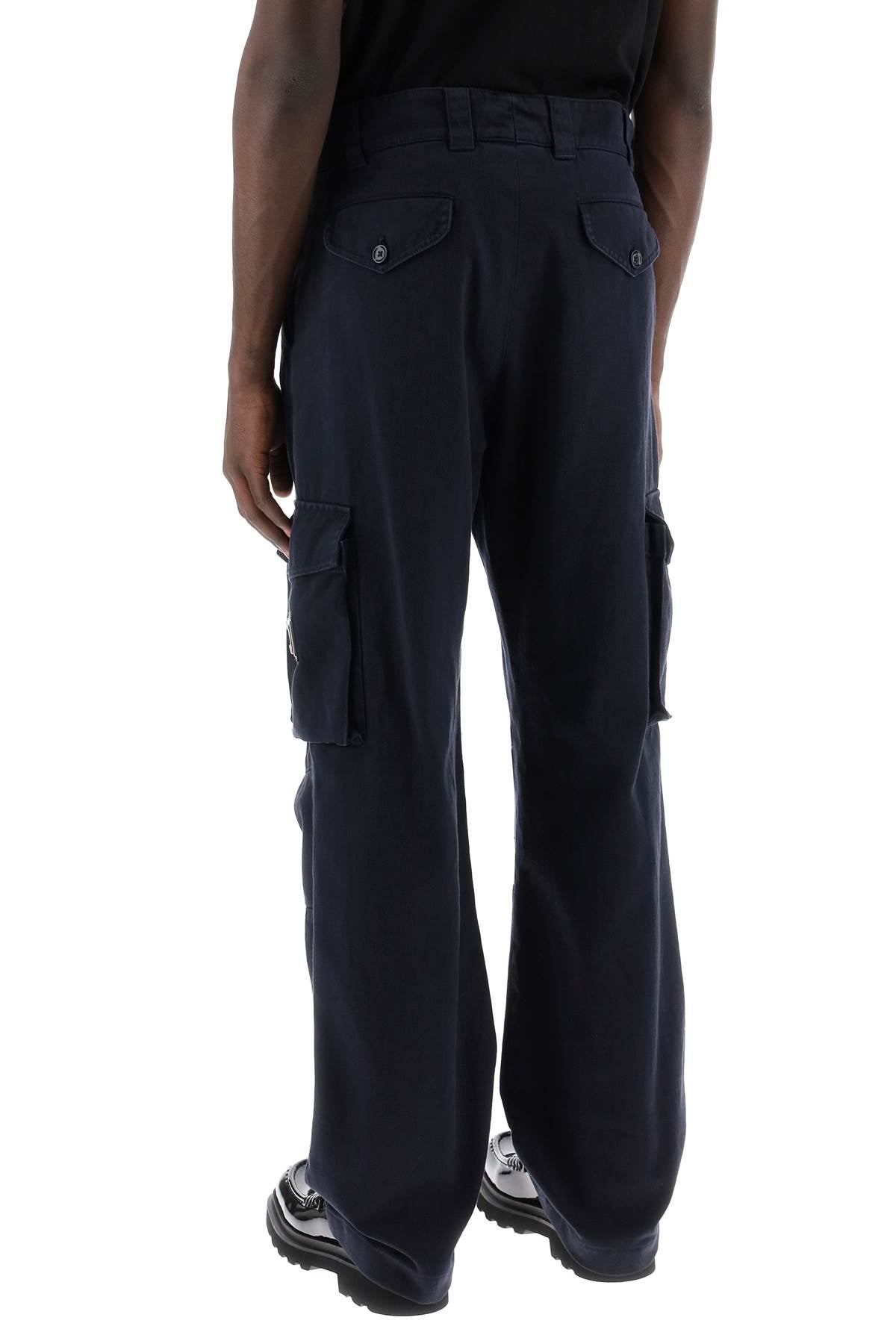 Cargo Pants With Logo Plaque  - Blue