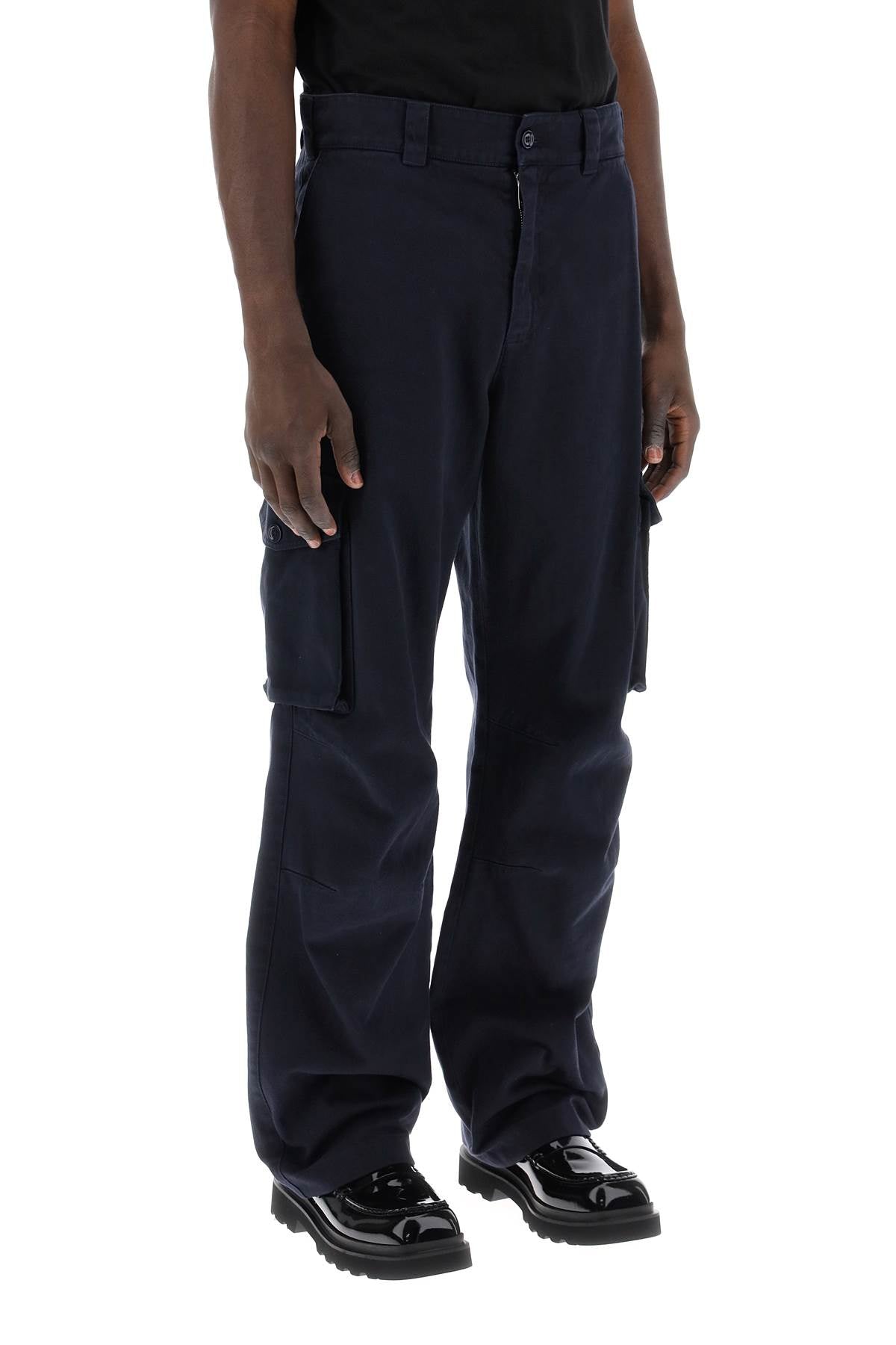 Cargo Pants With Logo Plaque  - Blue