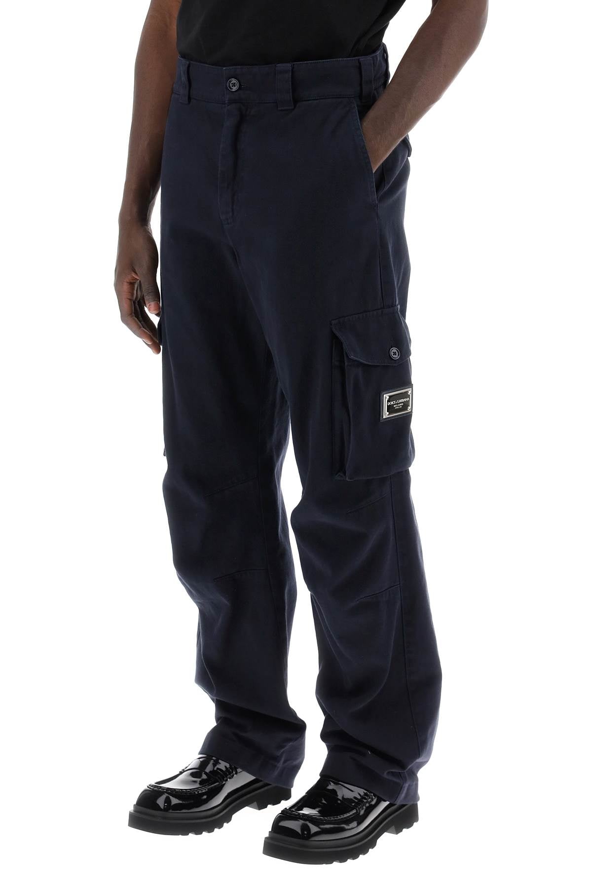 Cargo Pants With Logo Plaque  - Blue