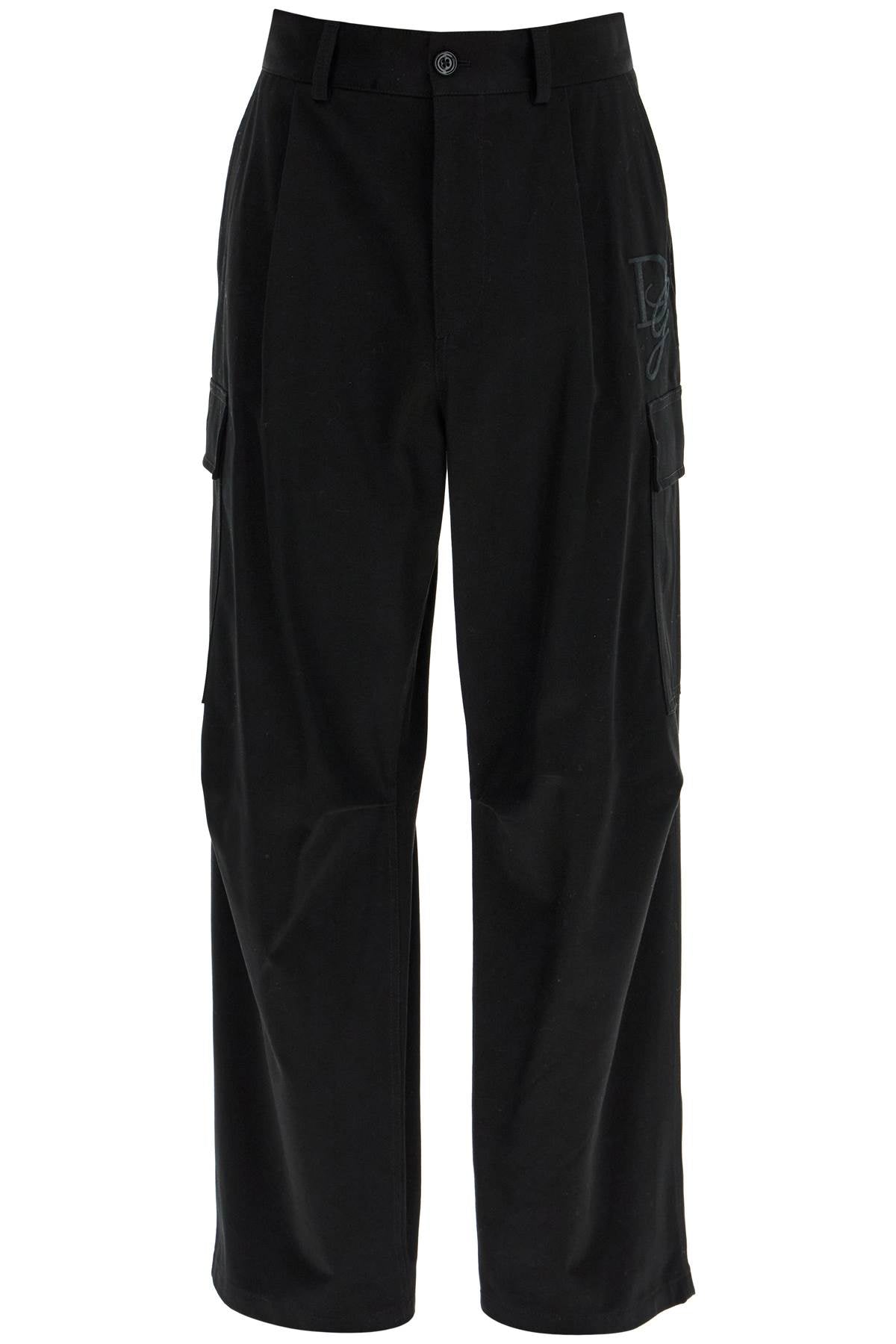 Stretch Cotton Cargo Pants For Men/w  - Black