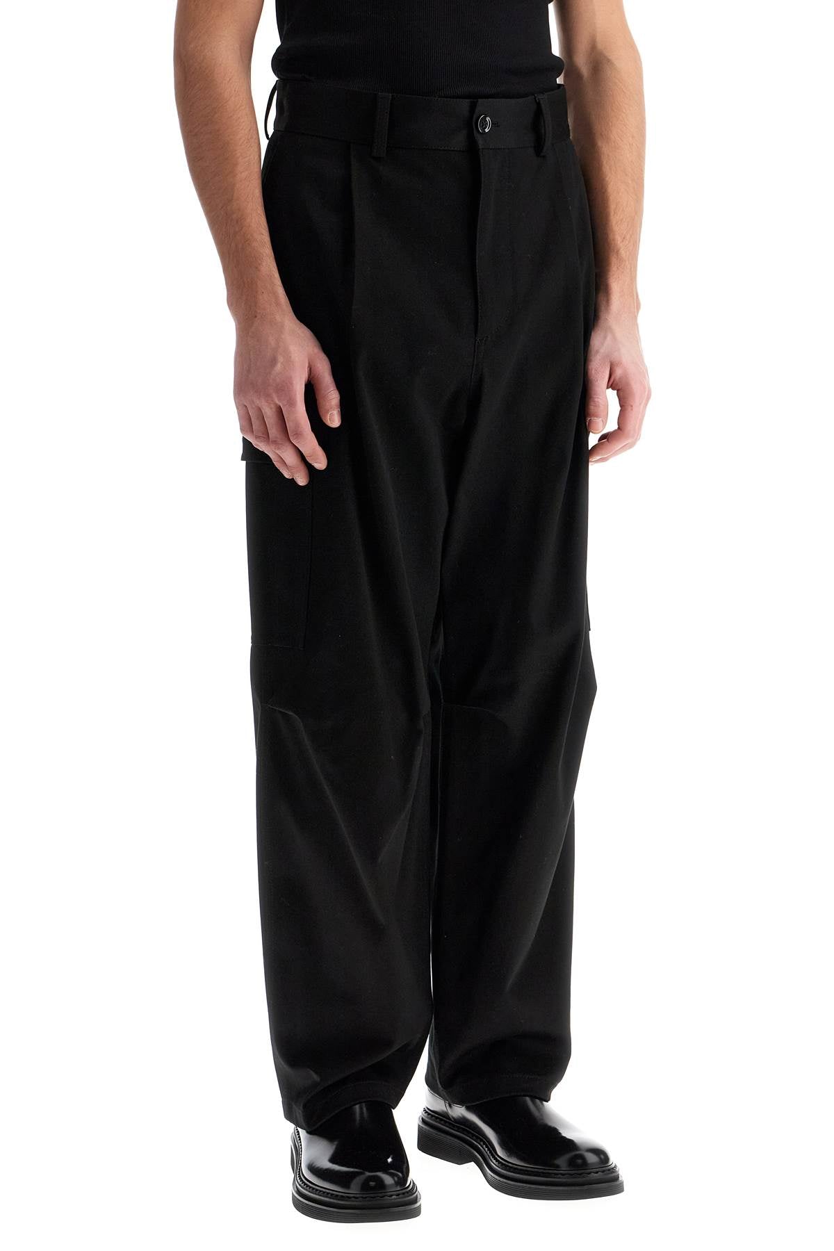 Stretch Cotton Cargo Pants For Men/w  - Black