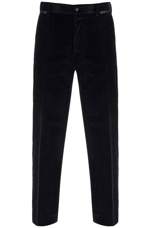 Velvet Tuxedo Pants  - Black