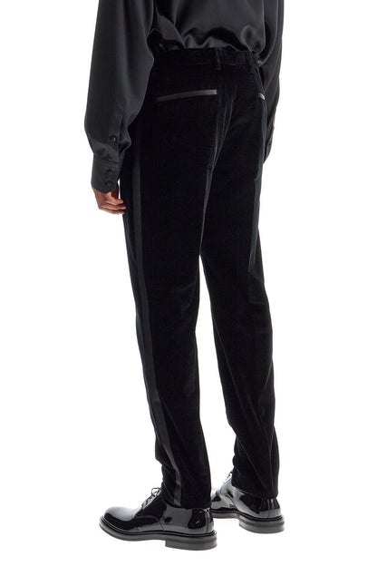 Velvet Tuxedo Pants  - Black