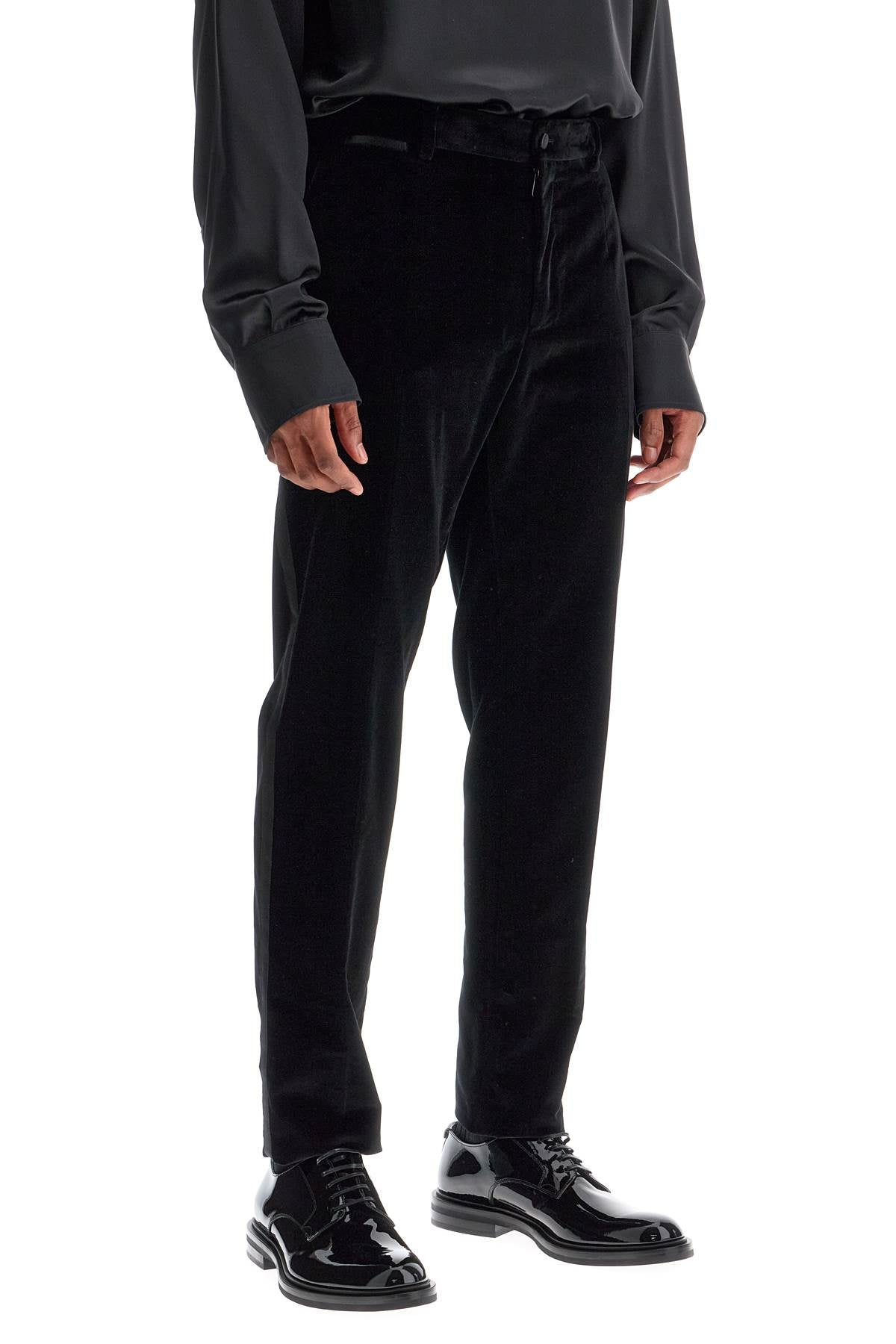 Velvet Tuxedo Pants  - Black