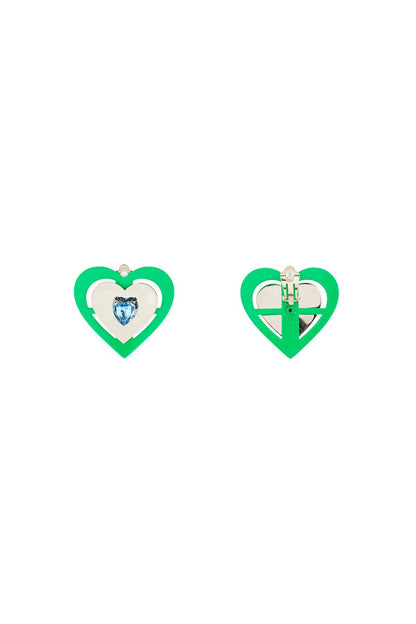 'green Neon Heart' Clip-on Earrings  - Argento