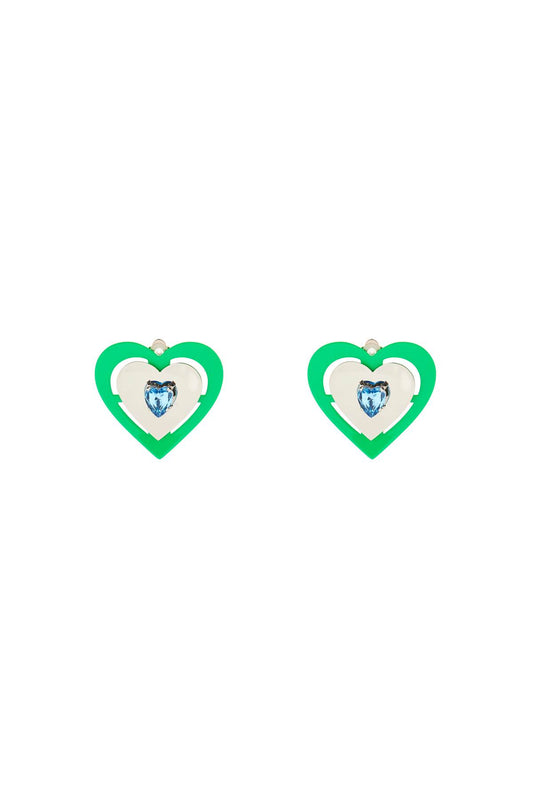 'green Neon Heart' Clip-on Earrings  - Argento