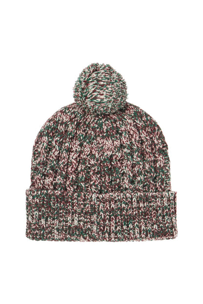 Multicolor Wool Beanie Hat With Pom Pom.  - Multicolor