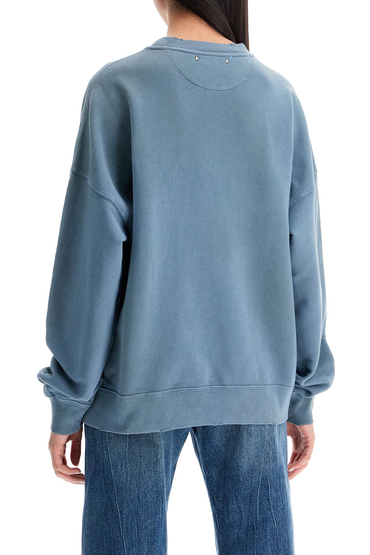 Vintage College-style Sweatshirt With  - Blue