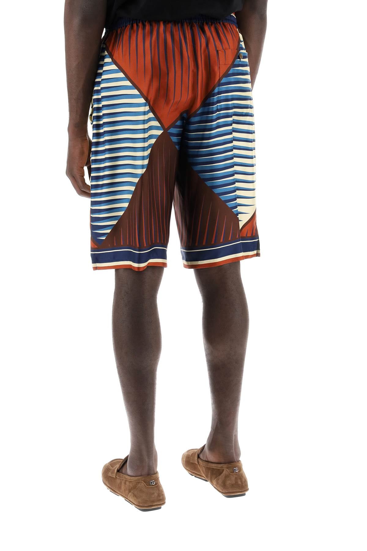 Printed Silk Bermuda Shorts Set  - Multicolor