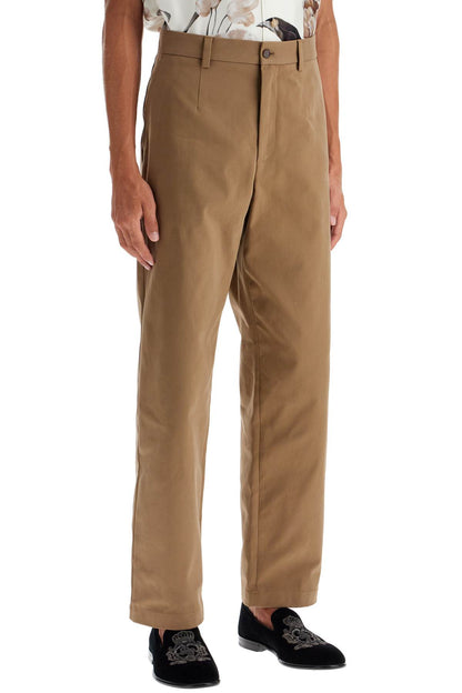 Straight Cotton Stretch Pants In 8  - Brown