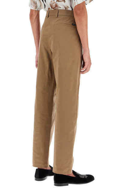 Straight Cotton Stretch Pants In 8  - Brown