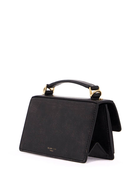 Mini Distressed Leather Venice Bag  - Black